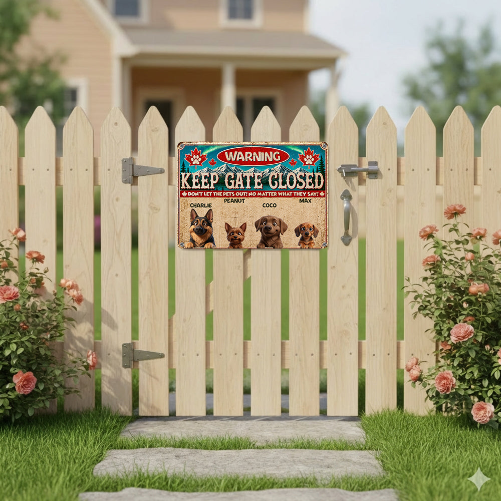 Personalized Don't Let The Pets Out Metal Sign