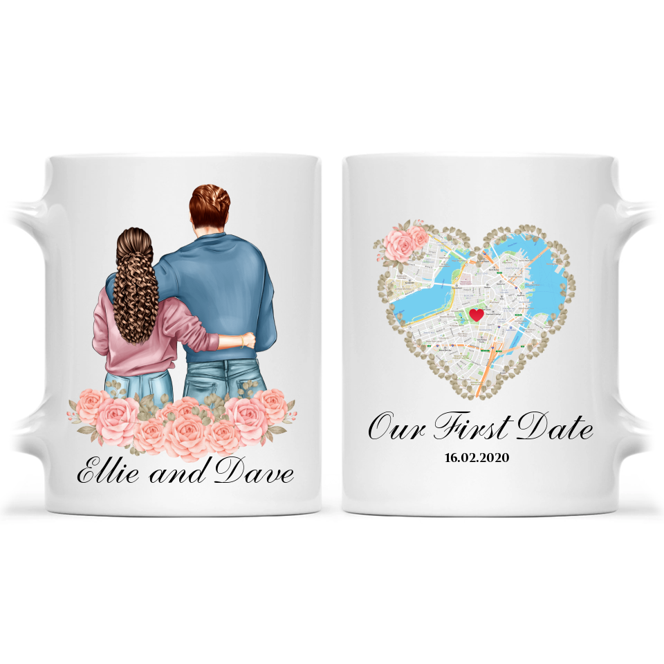 Personalized Couples Mug with Location - Gift for Him/Her - Our First Date