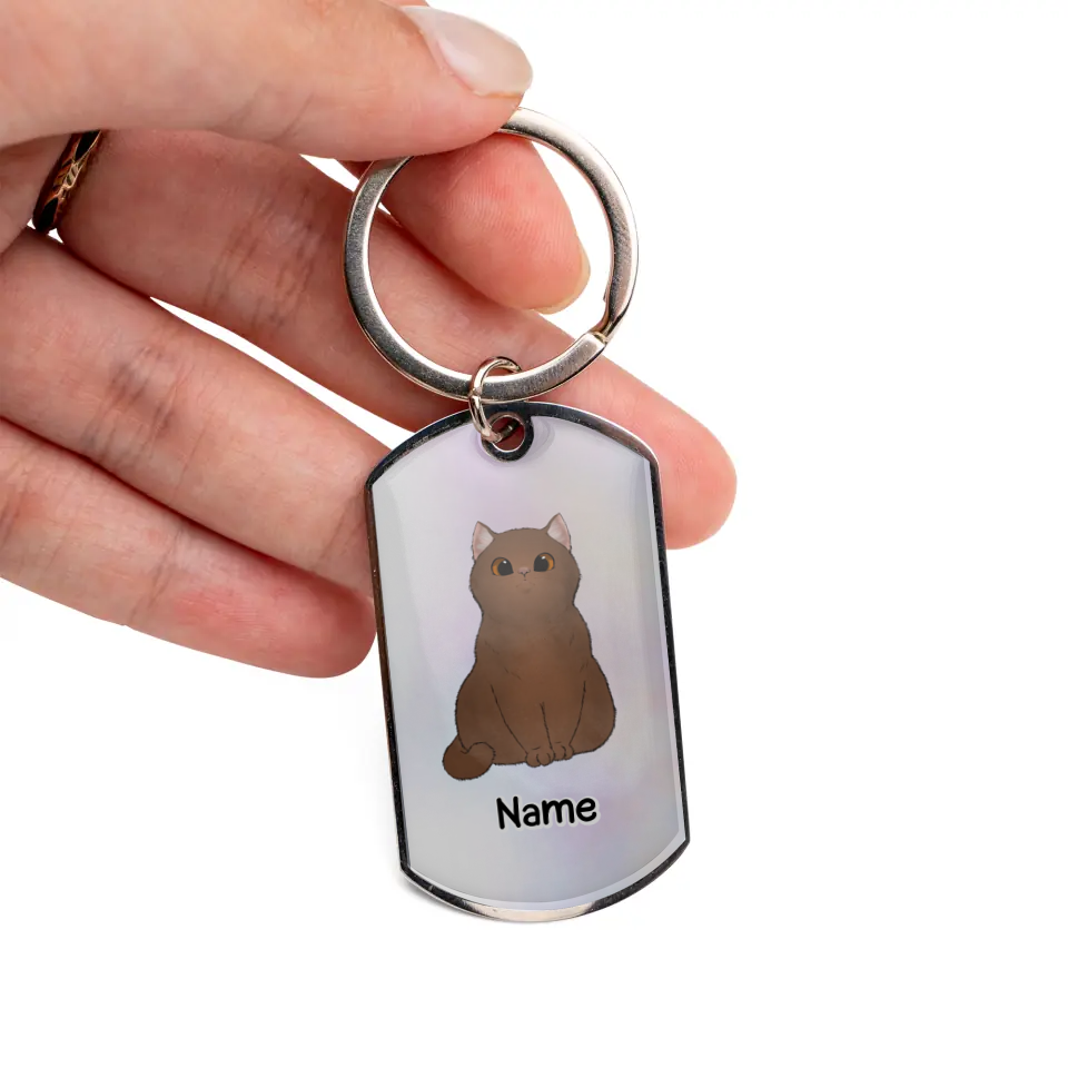 Sitting Cat Keychain - Cat Mom/Dad - Personalized Gift