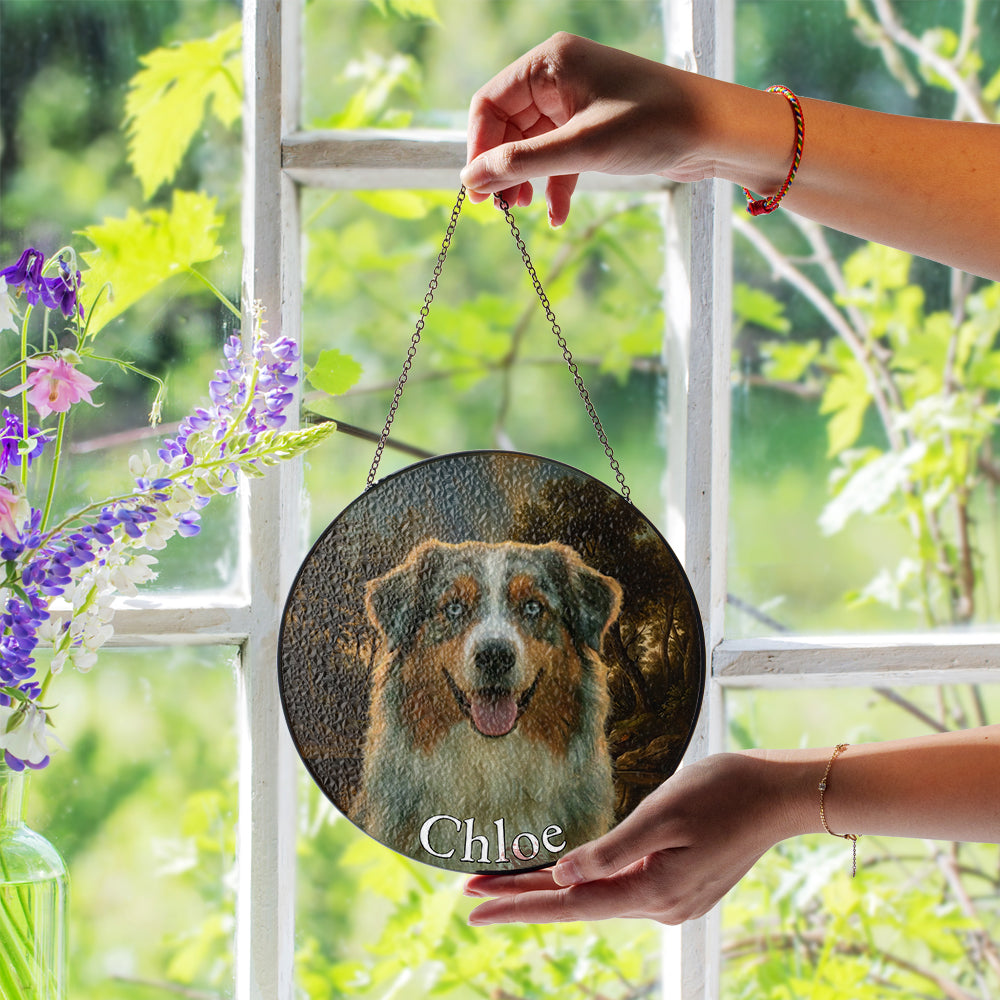 Personalized Dog Portrait Stained Glass Ornament