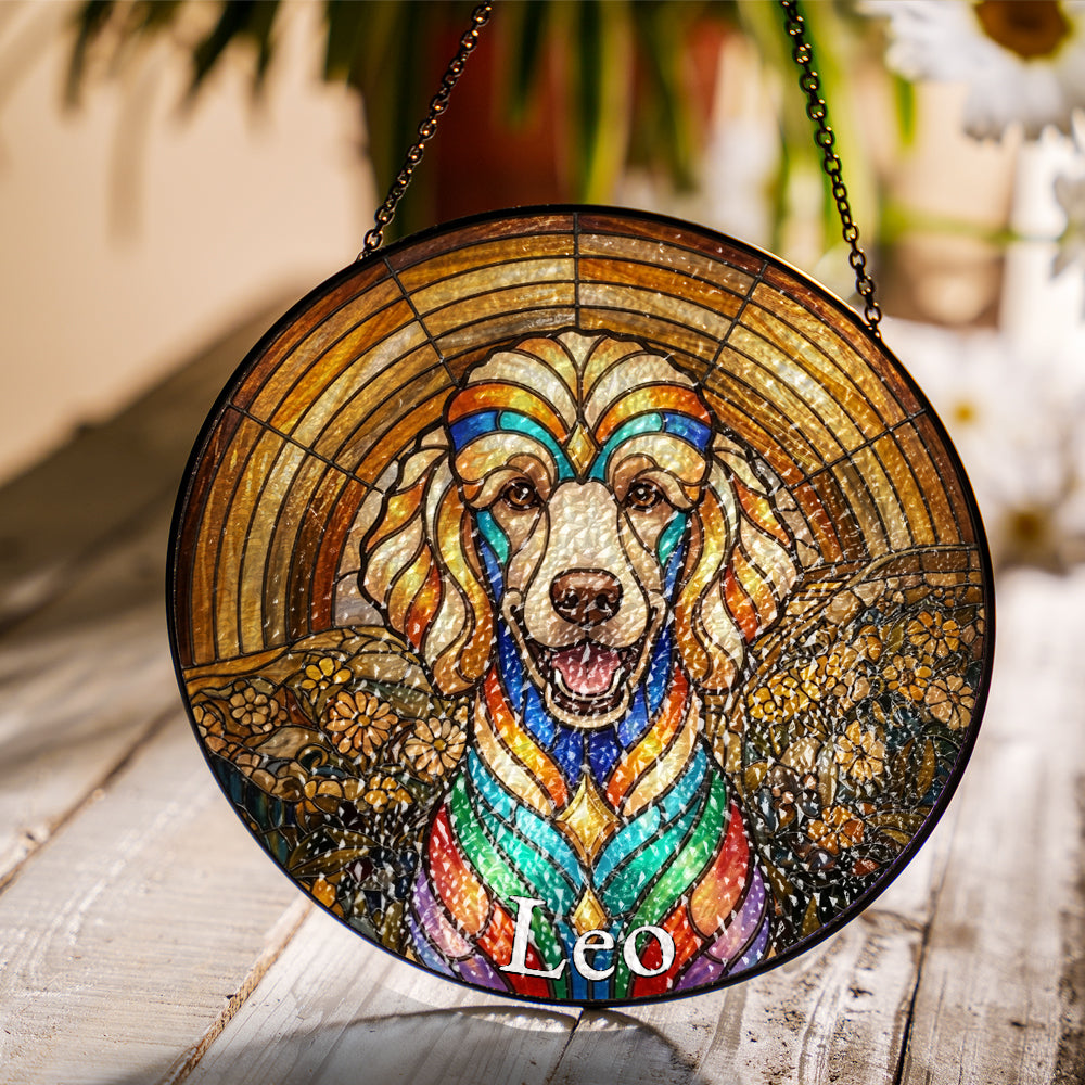 Personalized Dog Portrait Stained Glass Ornament