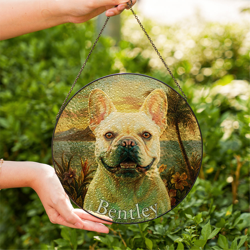 Personalized French Bulldog Stained Glass Ornament