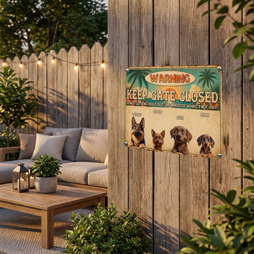 Personalized Don't Let The Dogs Out Metal Sign