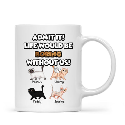 Personalized Funny Cats Mug - Up to 8 Cats - Gift for Cat Parent