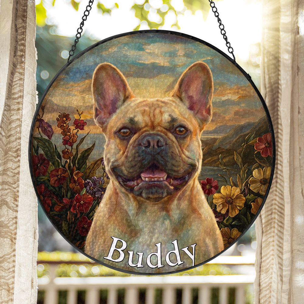 Personalized French Bulldog Portrait Stained Glass Ornament