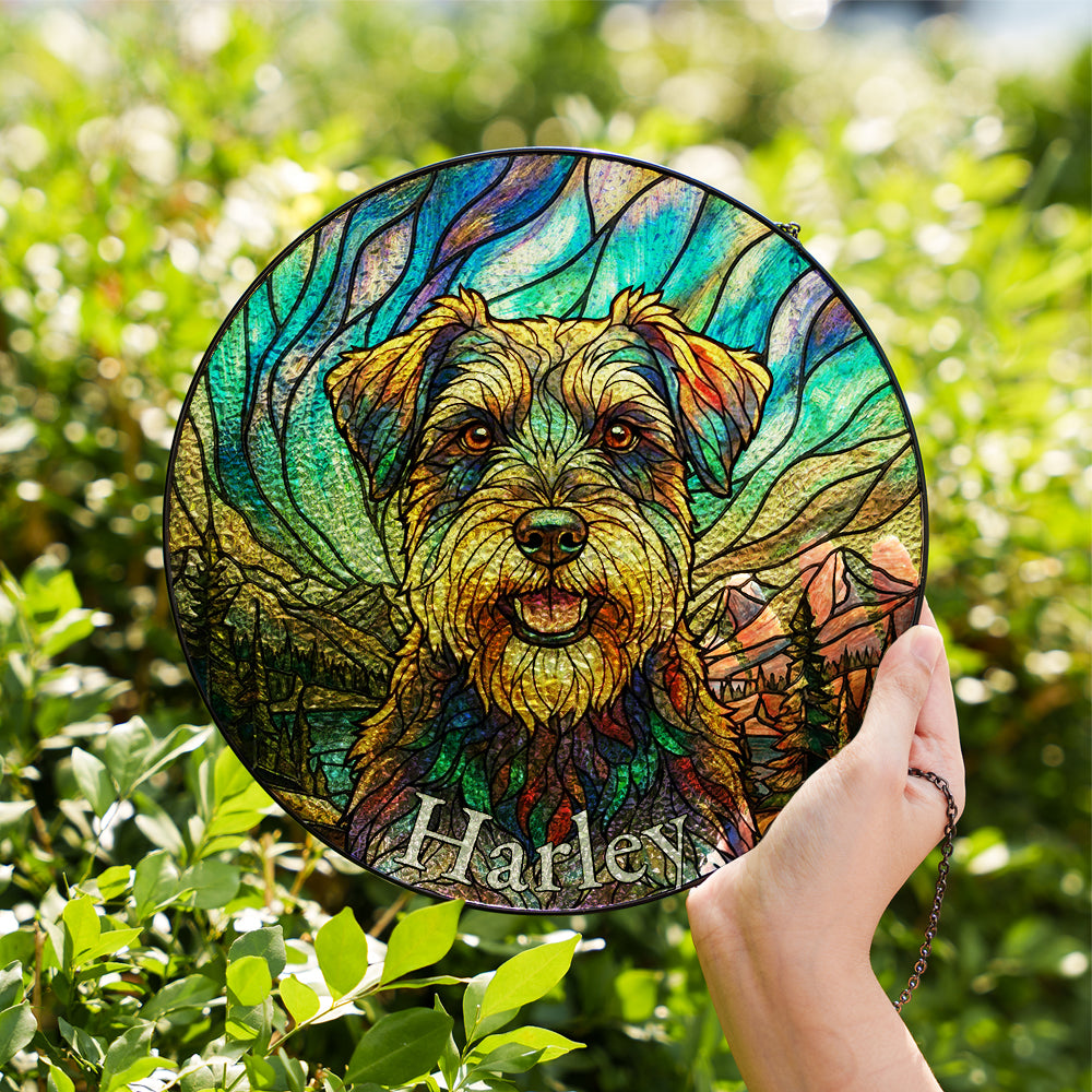 Personalized Pet Portrait Stained Glass Ornament