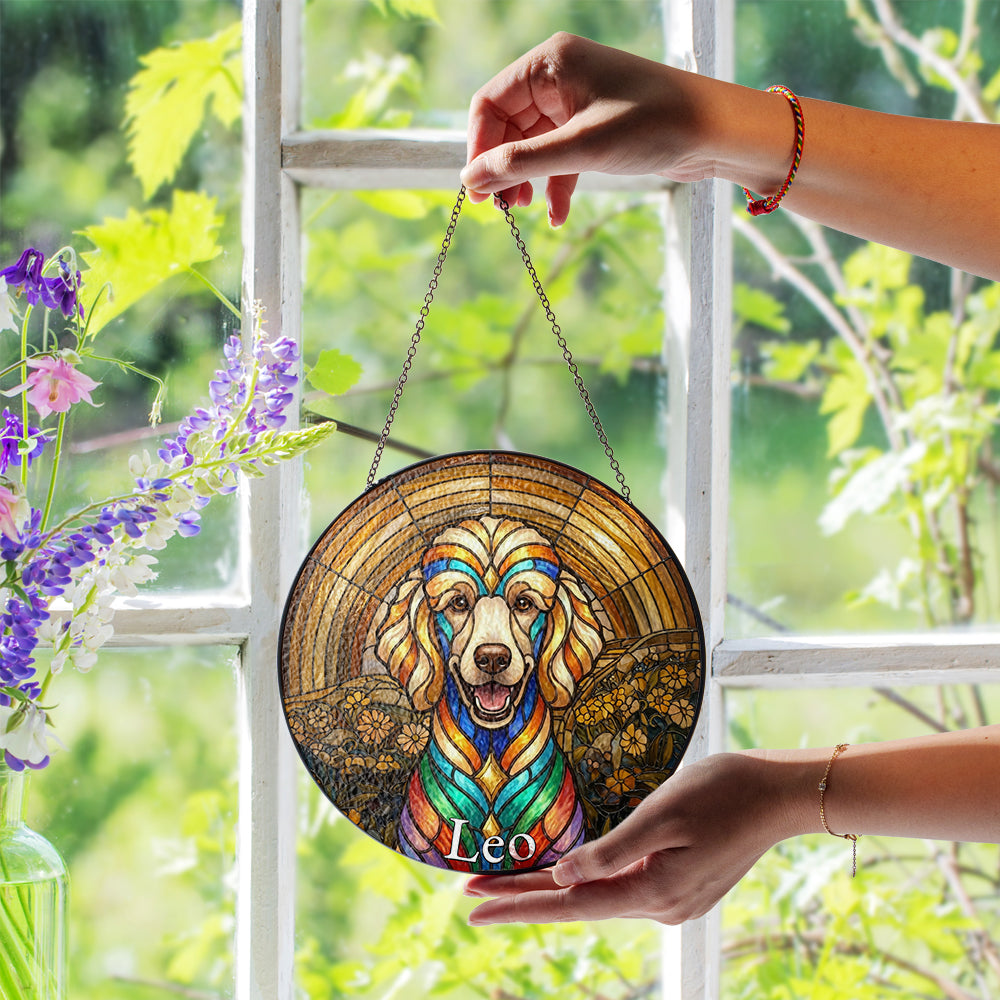 Personalized Dog Portrait Stained Glass Ornament