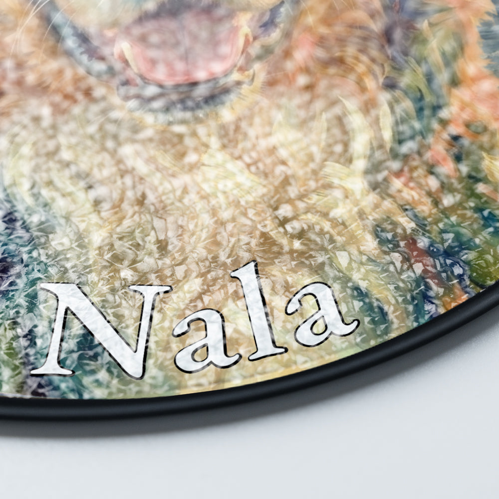 Personalized Tropical Dog Portrait Stained Glass Ornament