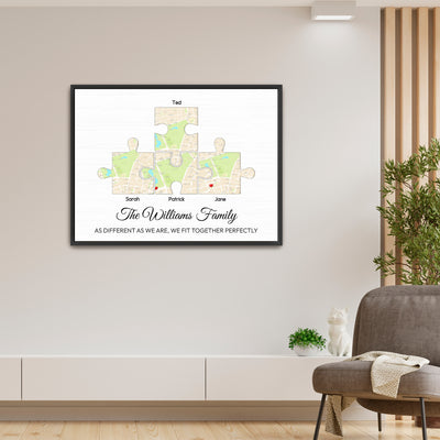 Family Puzzle Canvas - Location Canvas - LoveOnPrints Location Canvas - Personalized Puzzle/Location Canvas