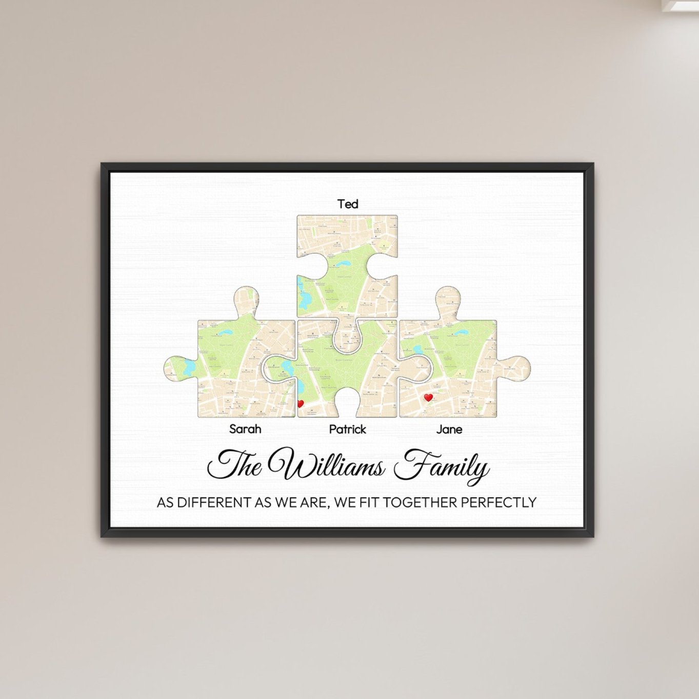 Family Puzzle Canvas - Location Canvas - LoveOnPrints Location Canvas - Personalized Puzzle/Location Canvas