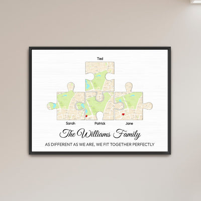 Family Puzzle Canvas - Location Canvas - LoveOnPrints Location Canvas - Personalized Puzzle/Location Canvas