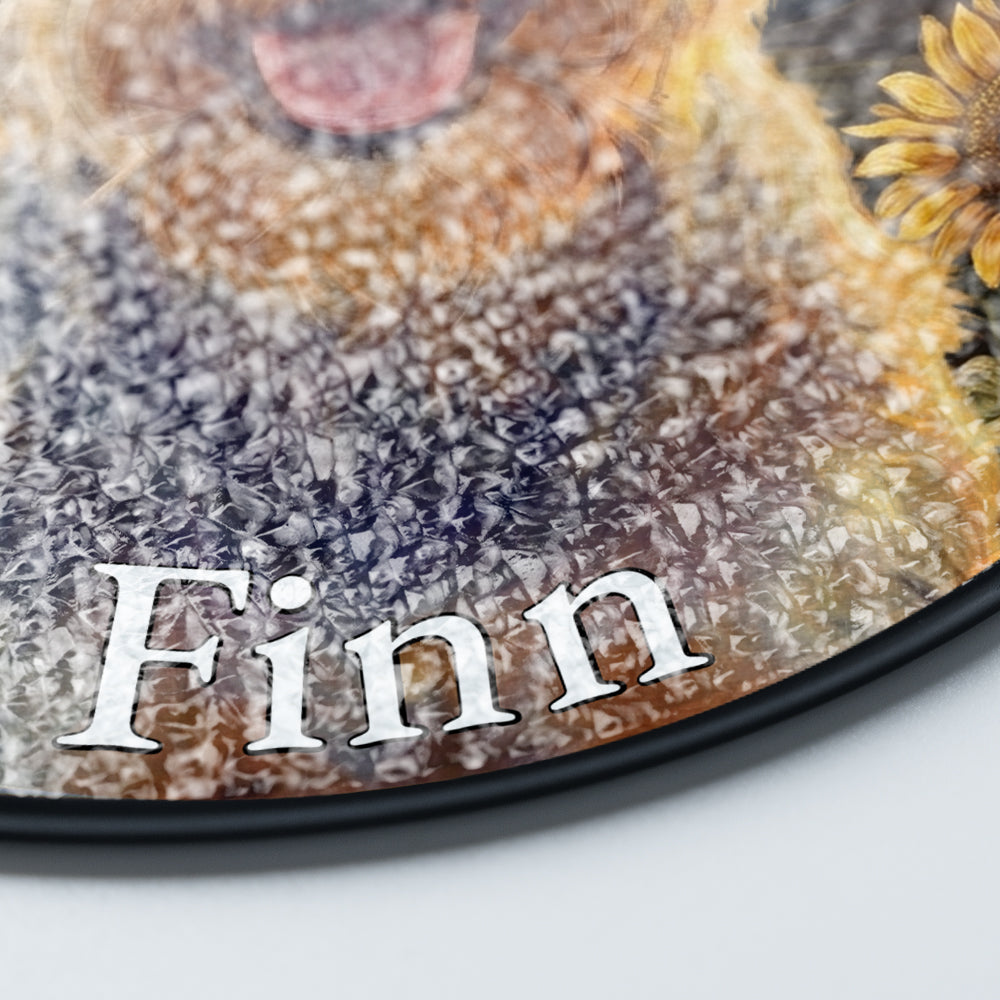 Personalized Dog And Sunflower Stained Glass Ornament