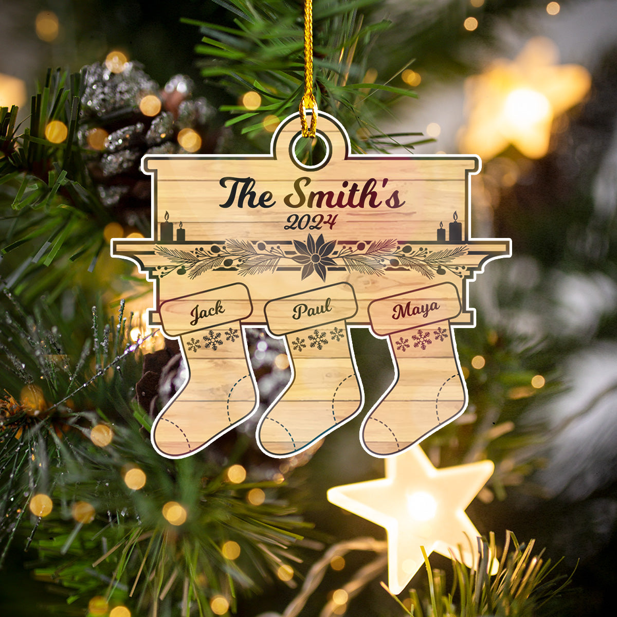 Family Sock Ornament - Personalized Christmas Ornament - Up to 15 Names