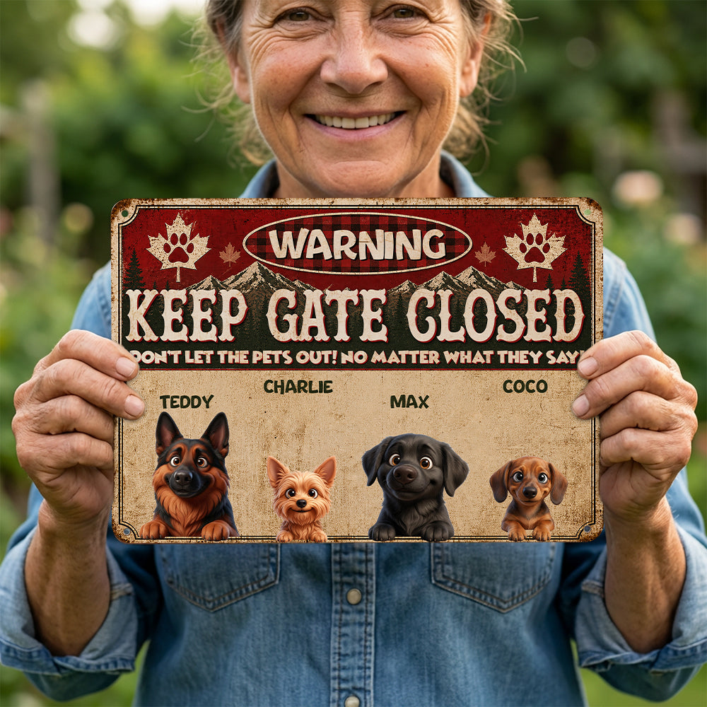Personalized Don't Let The Pets Out Metal Sign