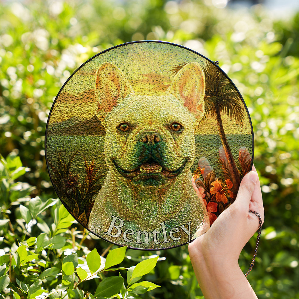 Personalized French Bulldog Stained Glass Ornament
