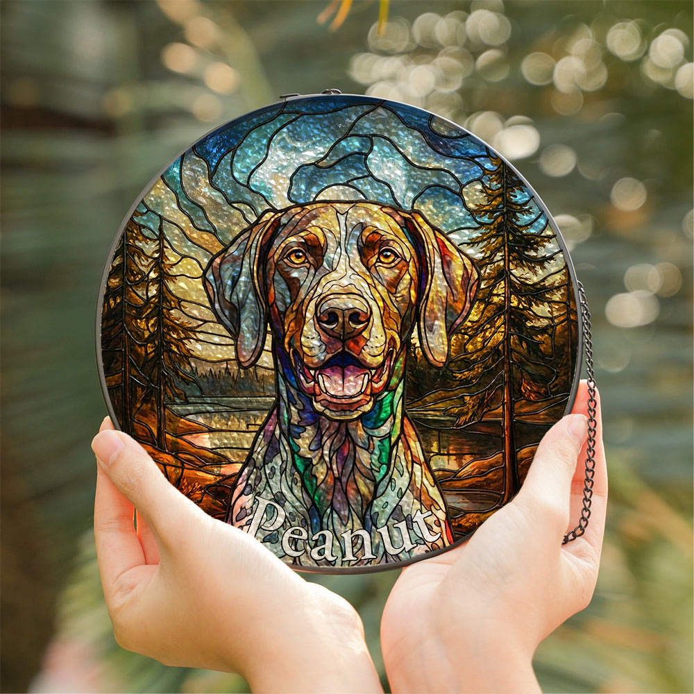 Personalized Dog Portrait Stained Glass Ornament