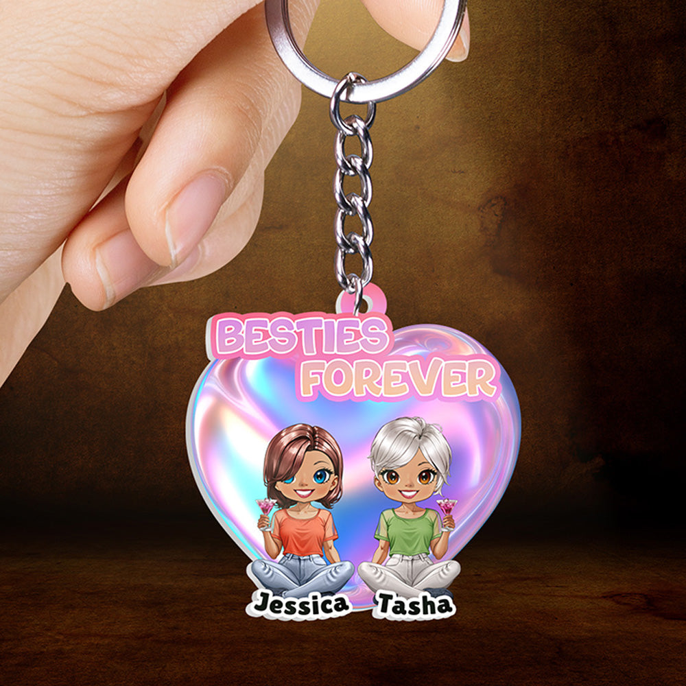 Best Friends Acrylic Keychain - Besties Forever Keychain - Personalized Keychain