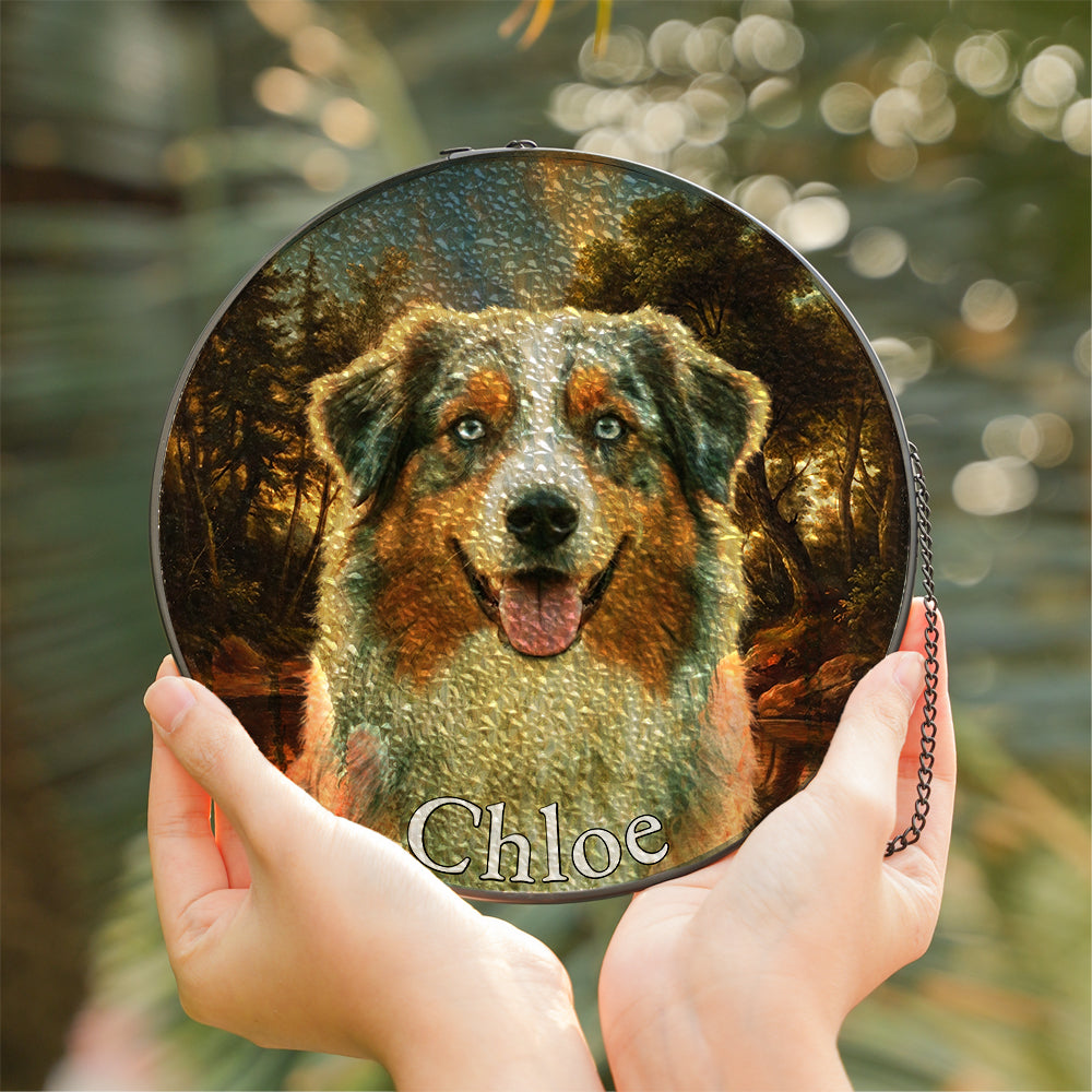 Personalized Dog Portrait Stained Glass Ornament