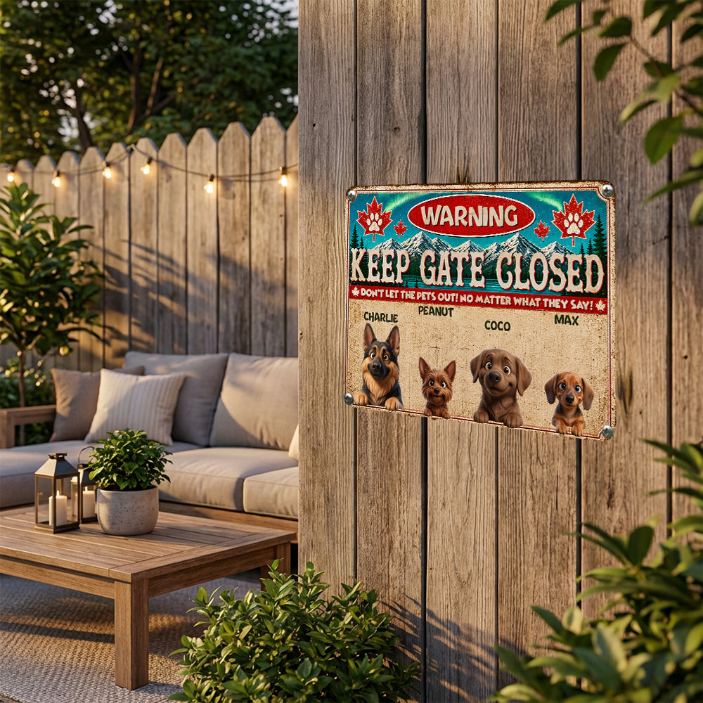 Personalized Don't Let The Pets Out Metal Sign