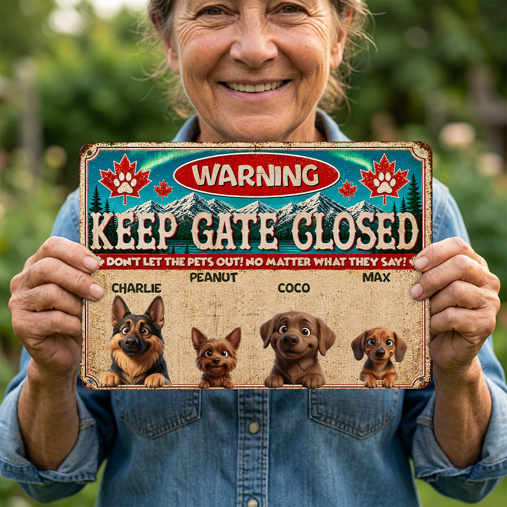 Personalized Don't Let The Pets Out Metal Sign