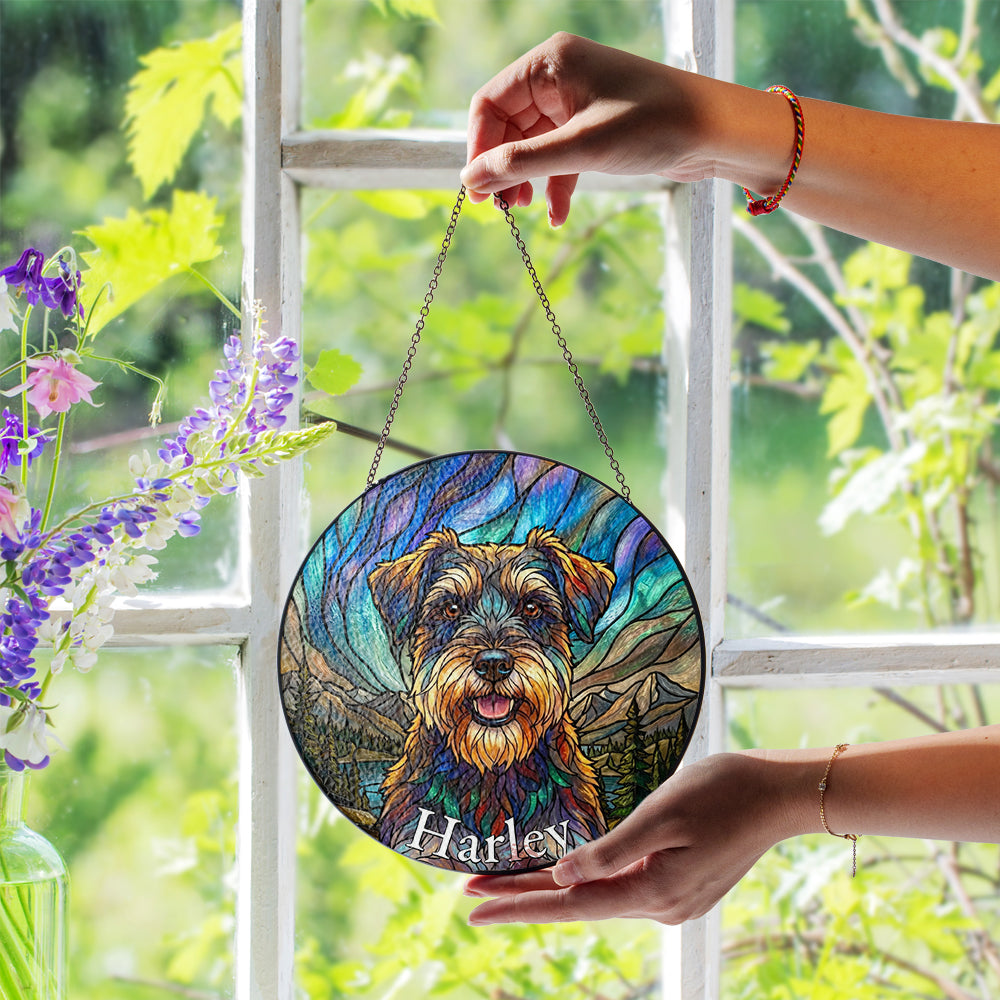 Personalized Pet Portrait Stained Glass Ornament
