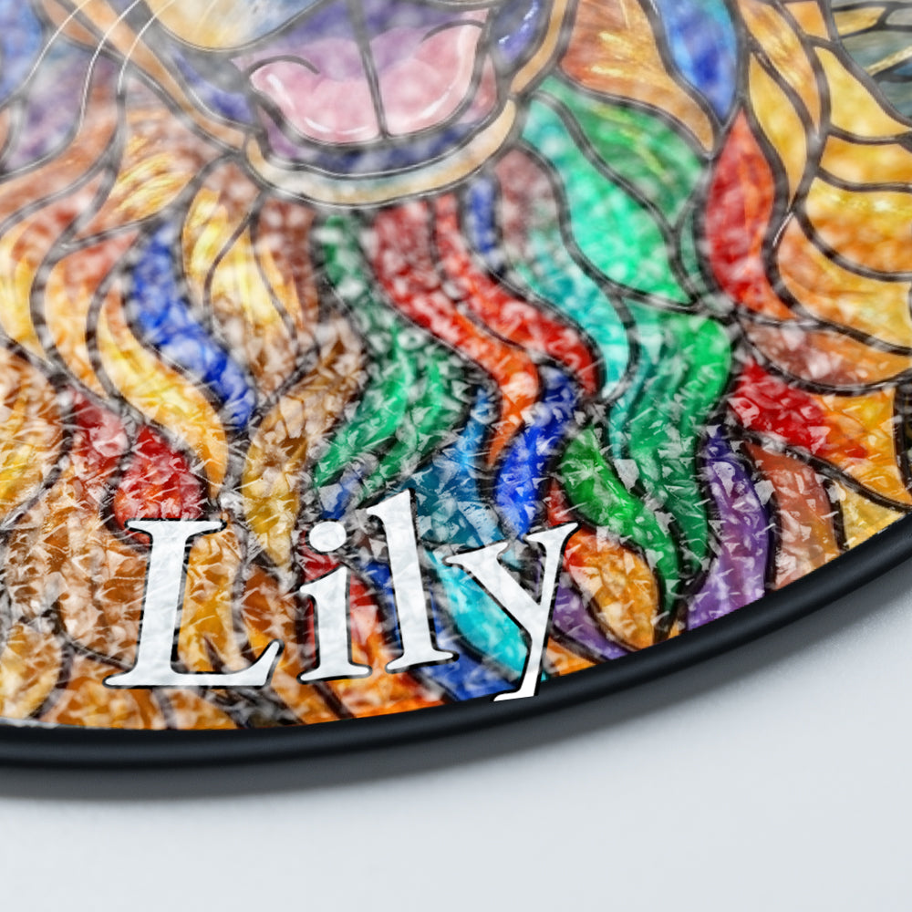Personalized Dog And Flowers Stained Glass Ornament