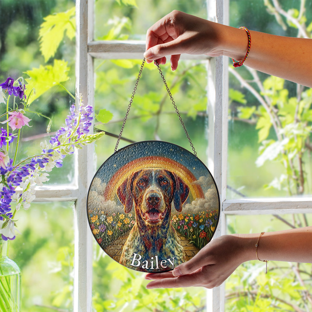 Personalized Dog Rainbow Bridge Stained Glass Ornament