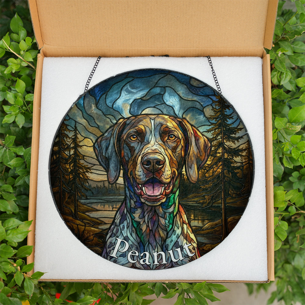 Personalized Dog Portrait Stained Glass Ornament