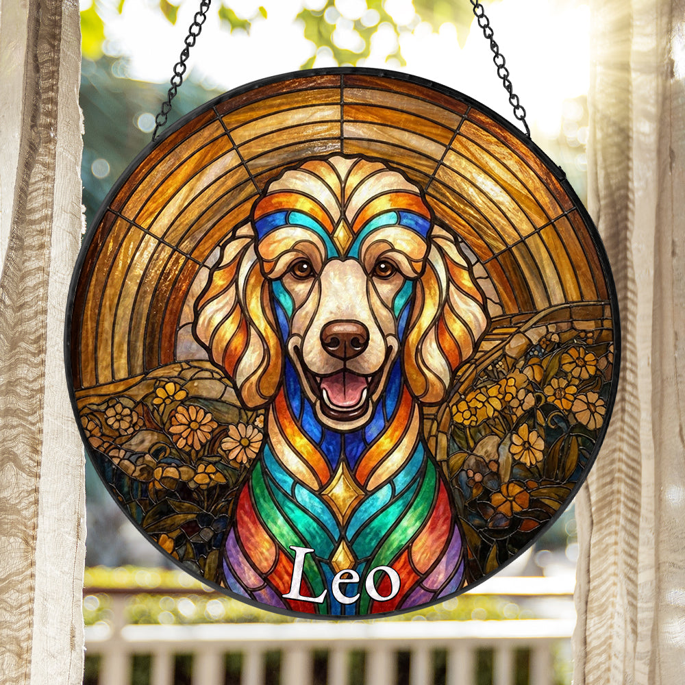 Personalized Dog Portrait Stained Glass Ornament