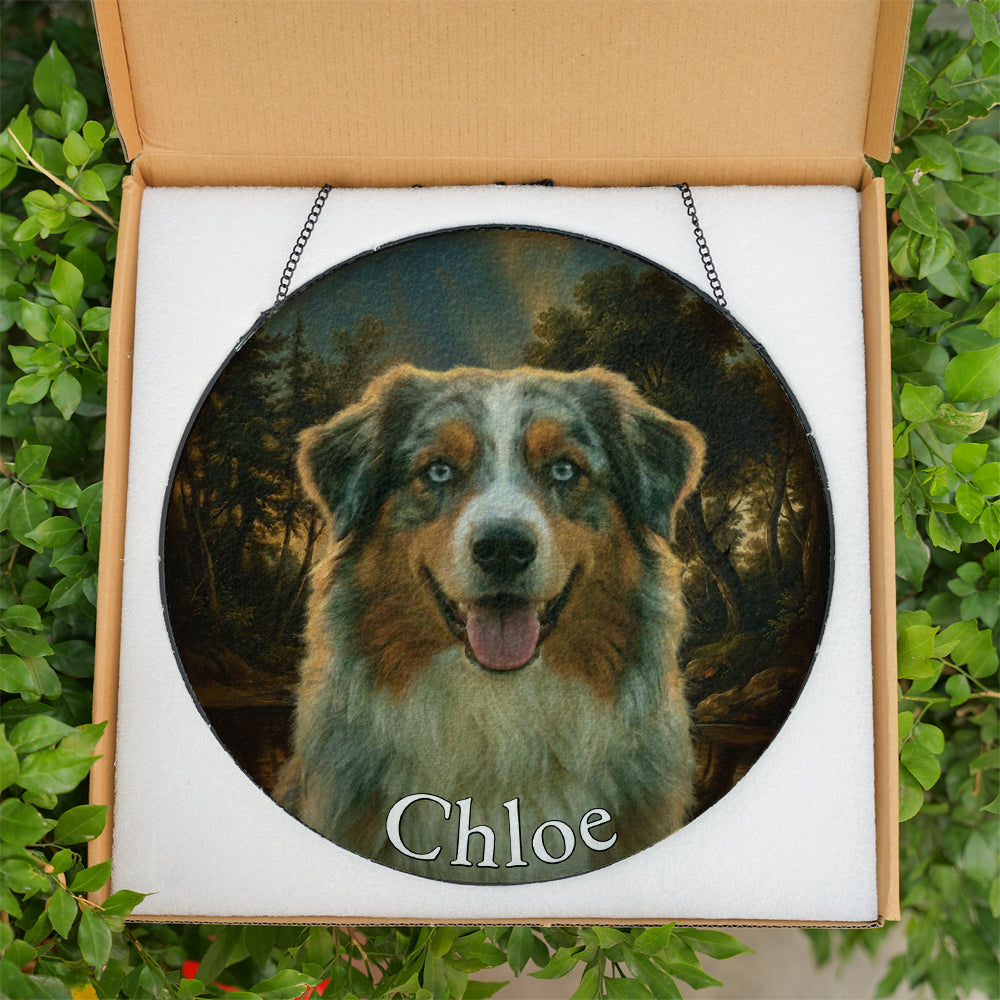 Personalized Dog Portrait Stained Glass Ornament
