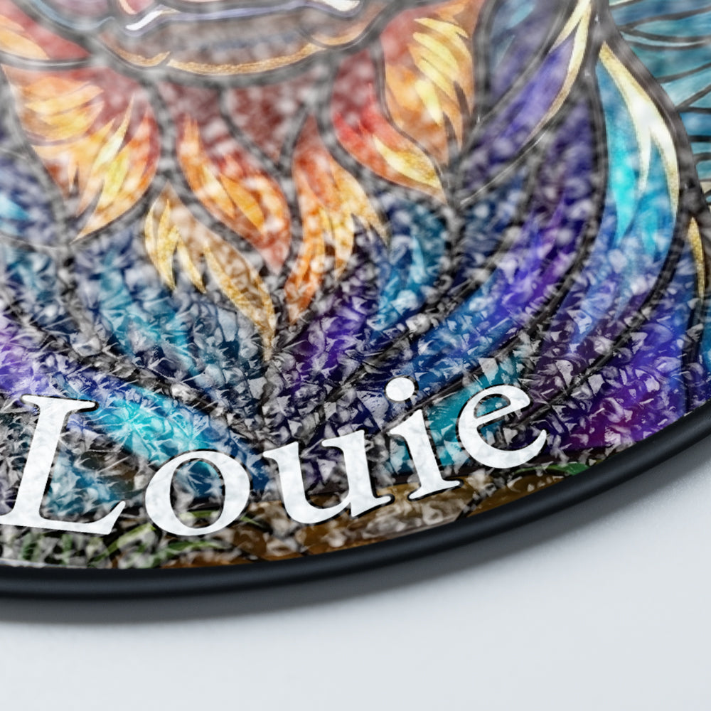 Personalized Rottweiler & Daisy Stained Glass Ornament