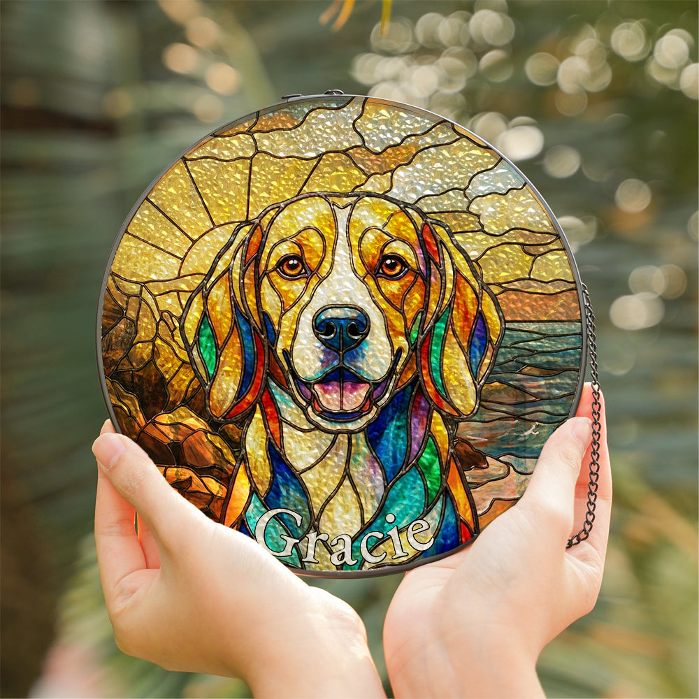 Personalized Dog Portrait Stained Glass Ornament