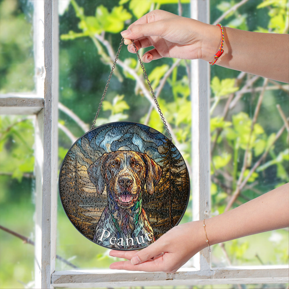 Personalized Dog Portrait Stained Glass Ornament