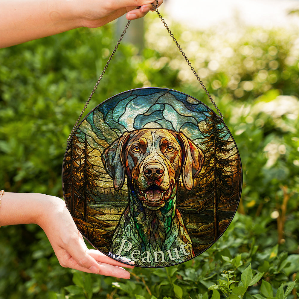 Personalized Dog Portrait Stained Glass Ornament