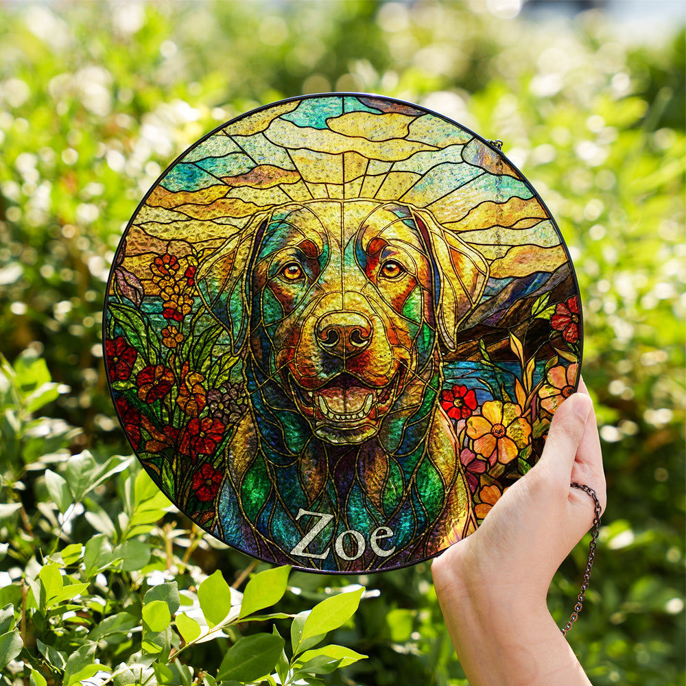 Personalized Dog Portrait Stained Glass Ornament