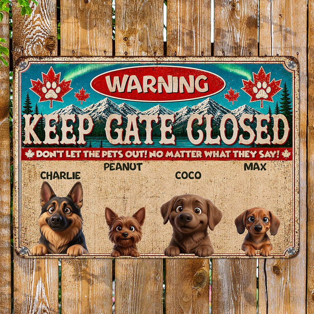 Personalized Don't Let The Pets Out Metal Sign