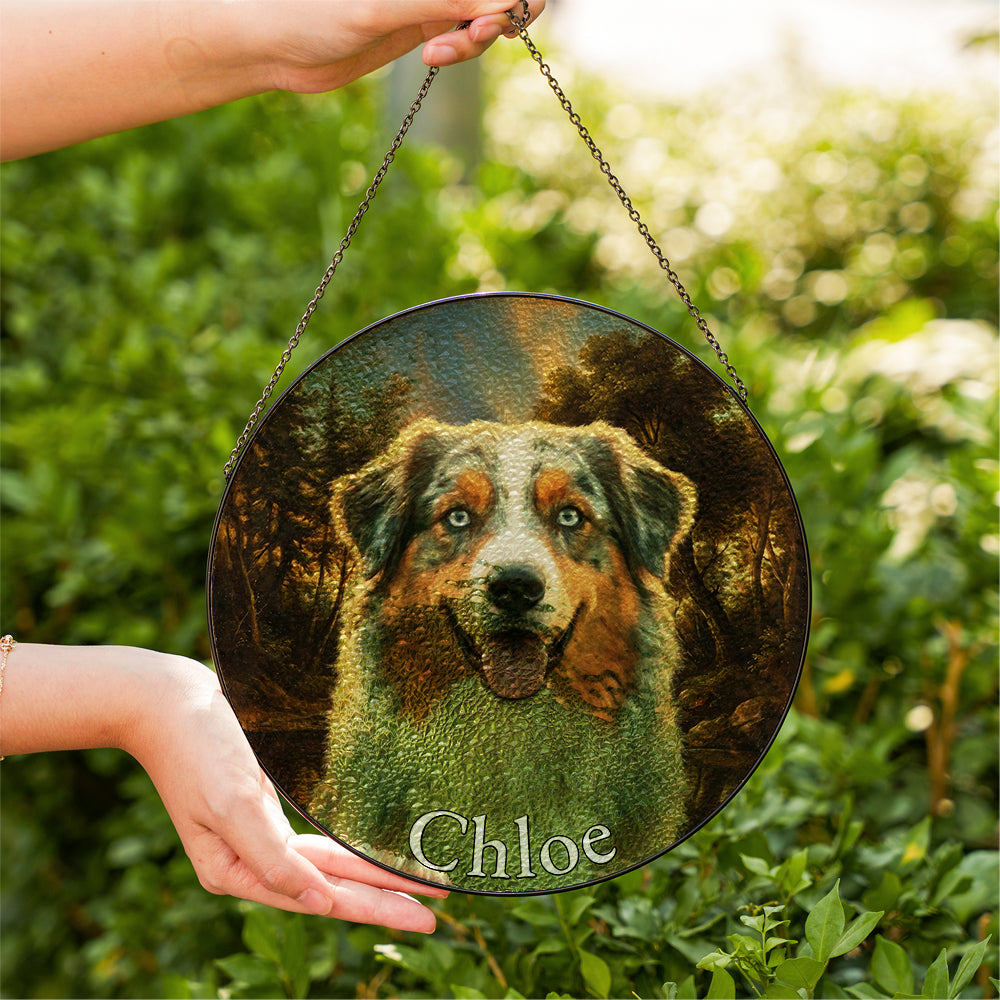Personalized Dog Portrait Stained Glass Ornament