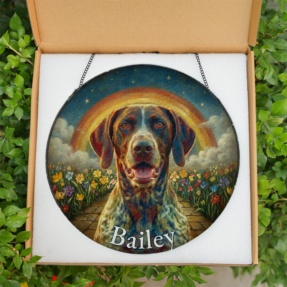 Personalized Dog Rainbow Bridge Stained Glass Ornament