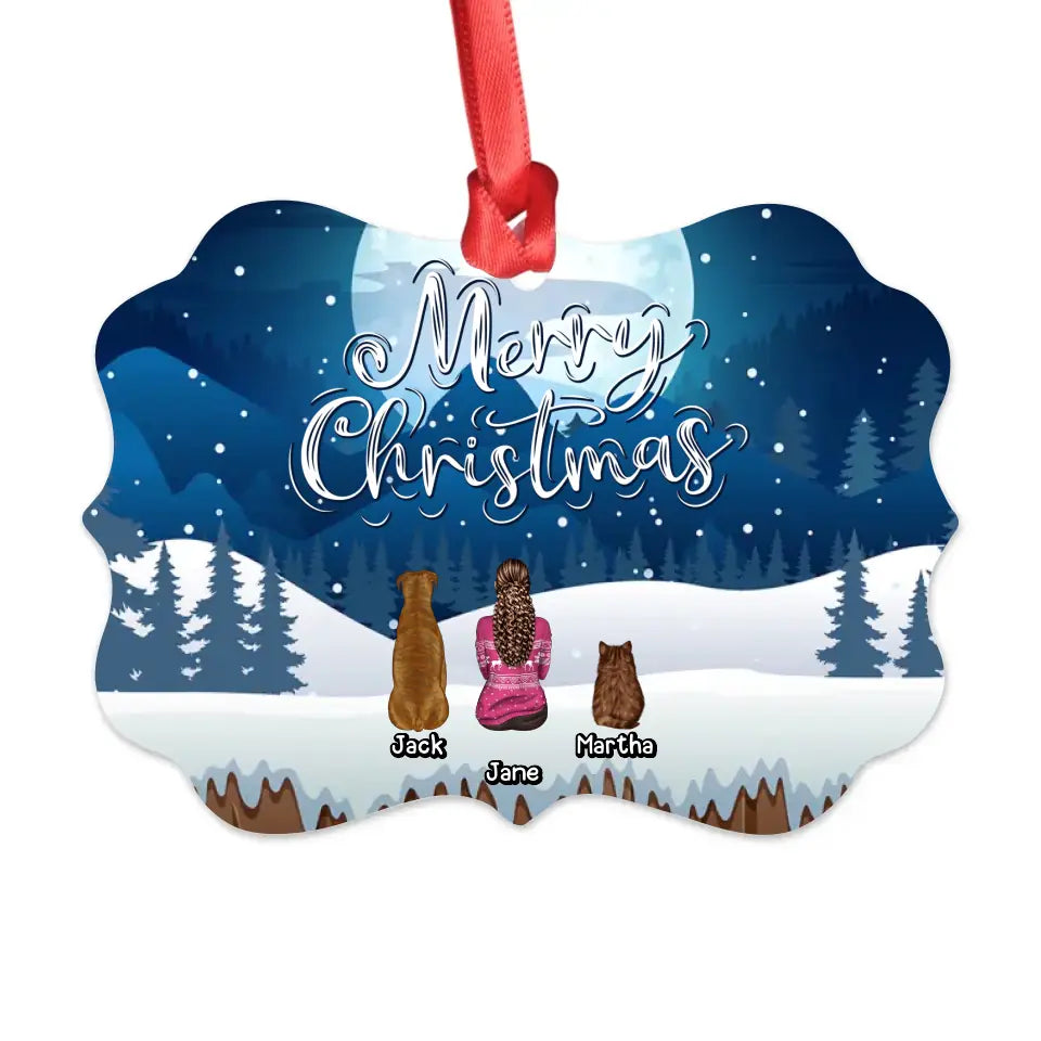 Dog Mom/Dad Personalized Ornament - Single Person and Pets