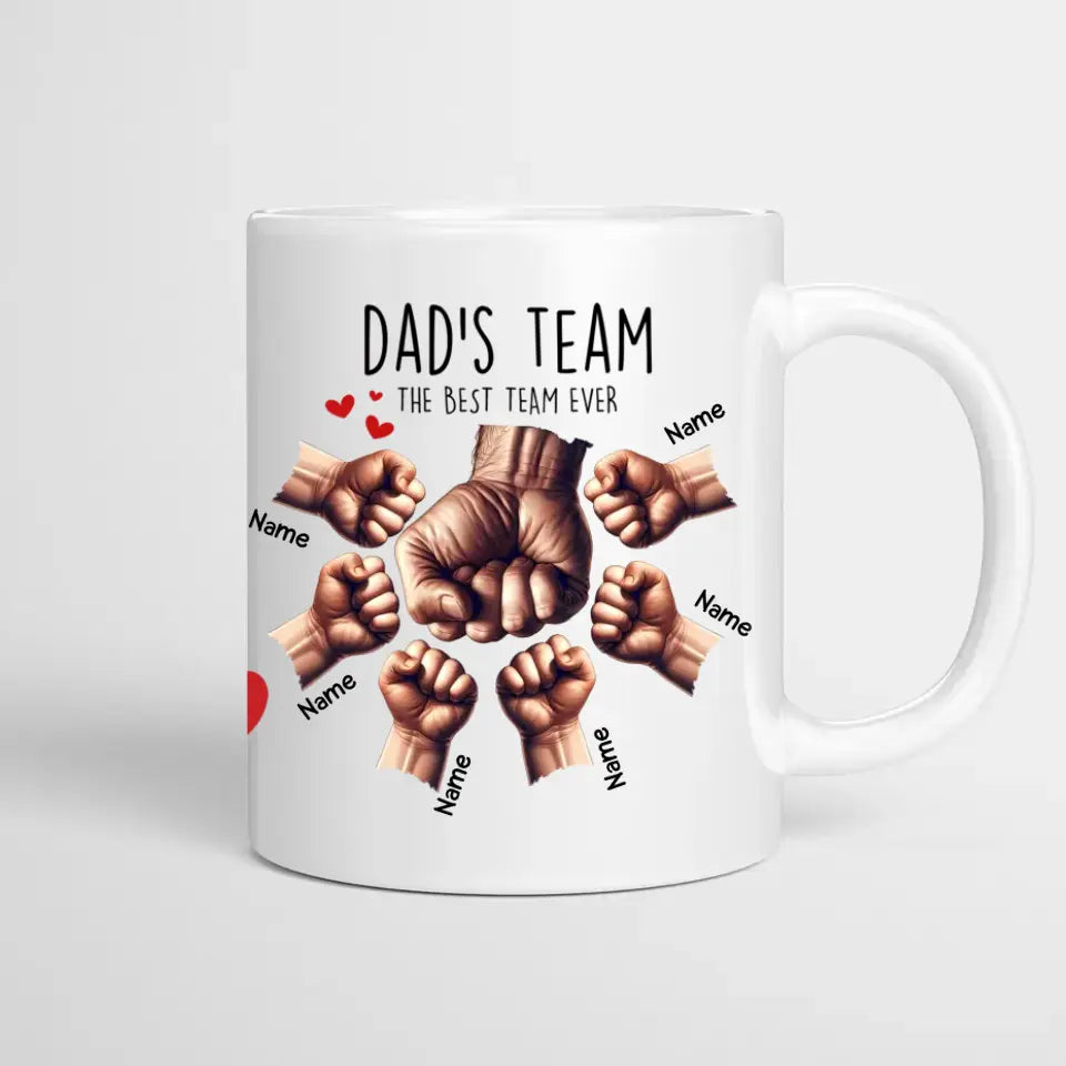 Dad Mug - Dad's Team Mug - Personalized Father's Day Gift - Up to 6 Kids