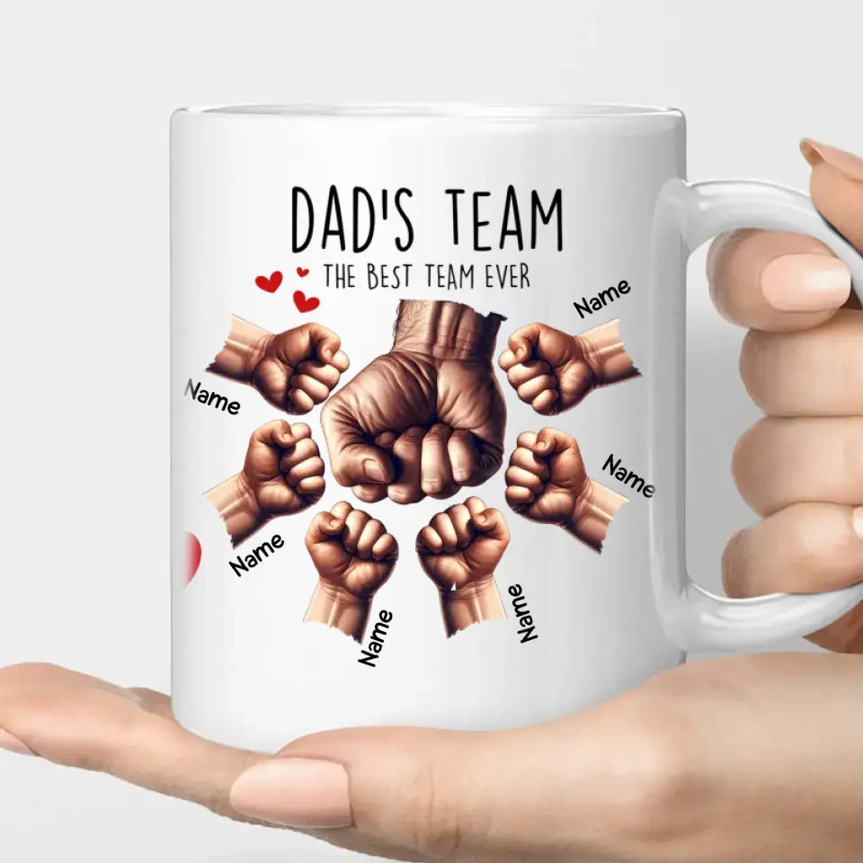 Dad Mug - Dad's Team Mug - Personalized Father's Day Gift - Up to 6 Kids