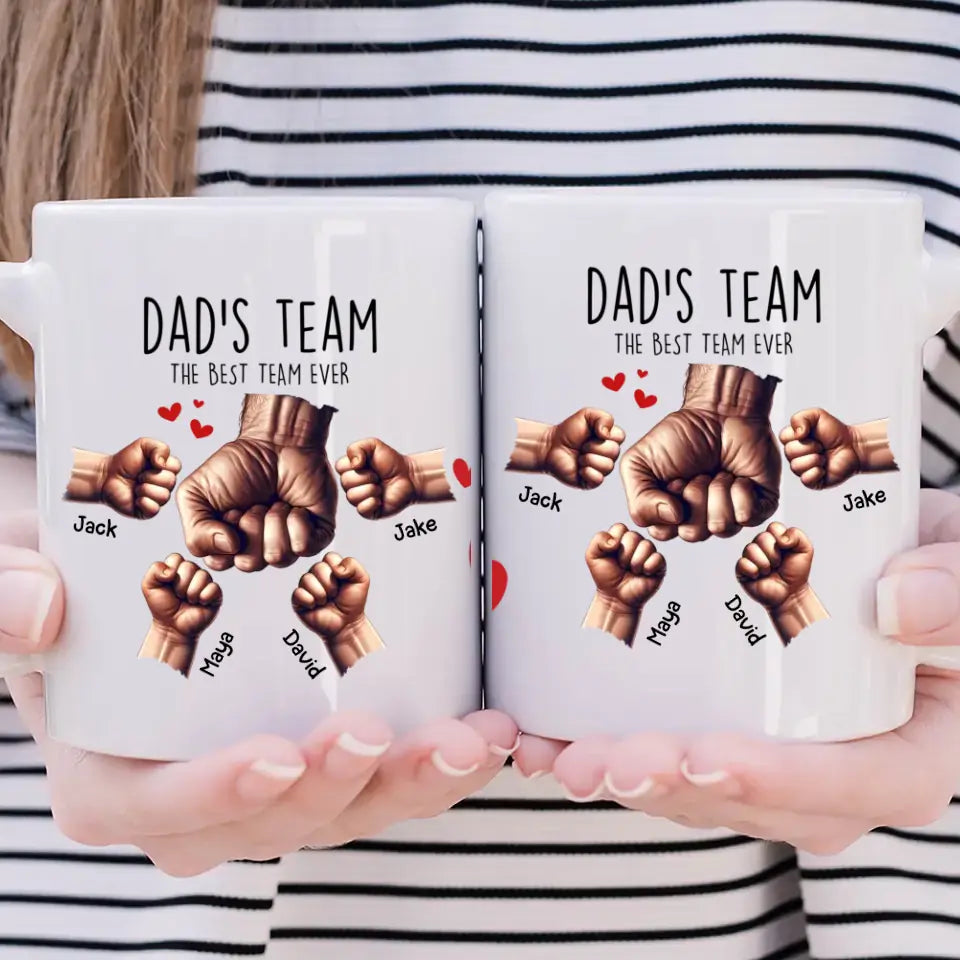 Dad Mug - Dad&#39;s Team Mug - Personalized Father&#39;s Day Gift - Up to 6 Kids