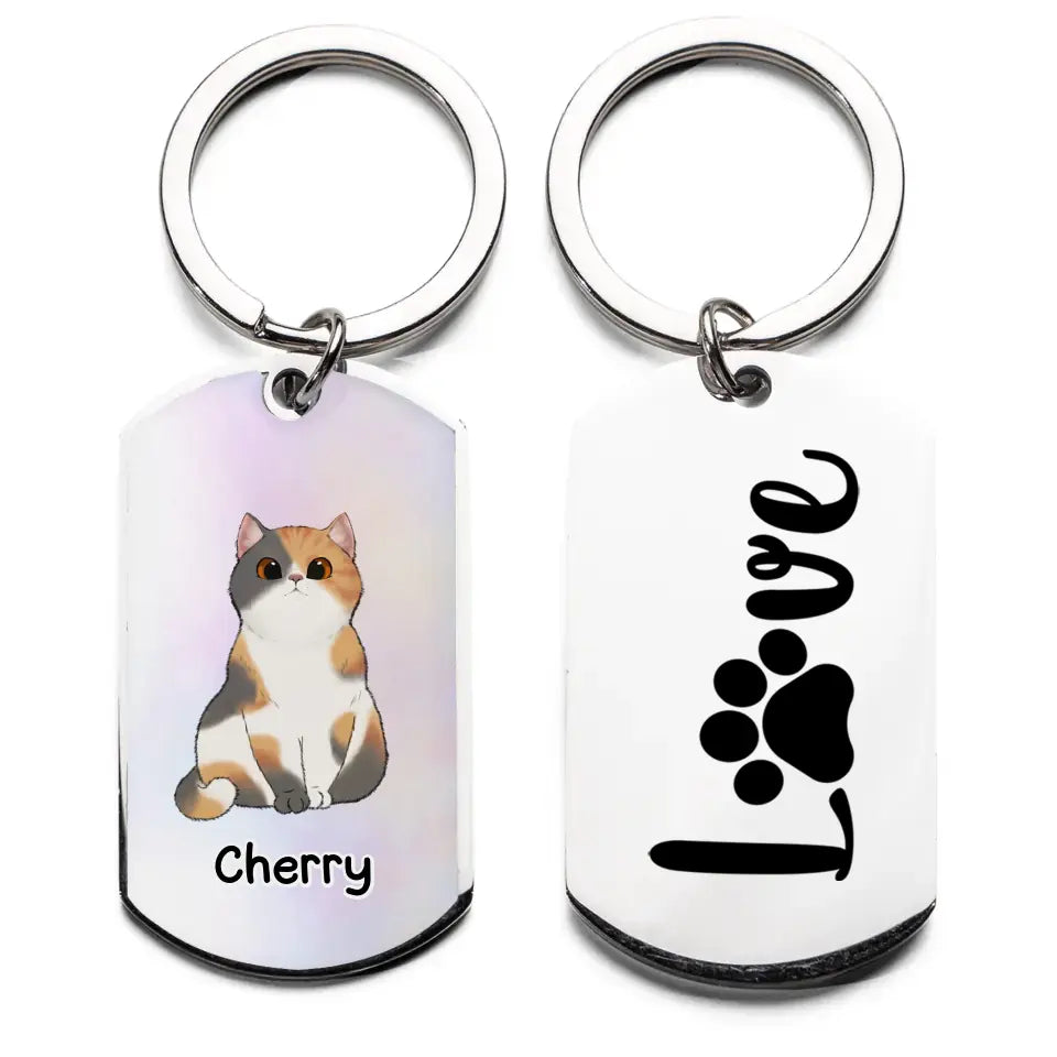 Sitting Cat Keychain - Cat Mom/Dad - Personalized Gift