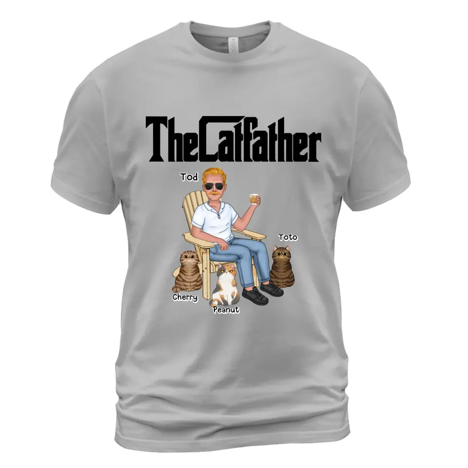 The Father T-Shirt - Up to 8 Cats - Gift for Cat Owner - Personalized Shirt