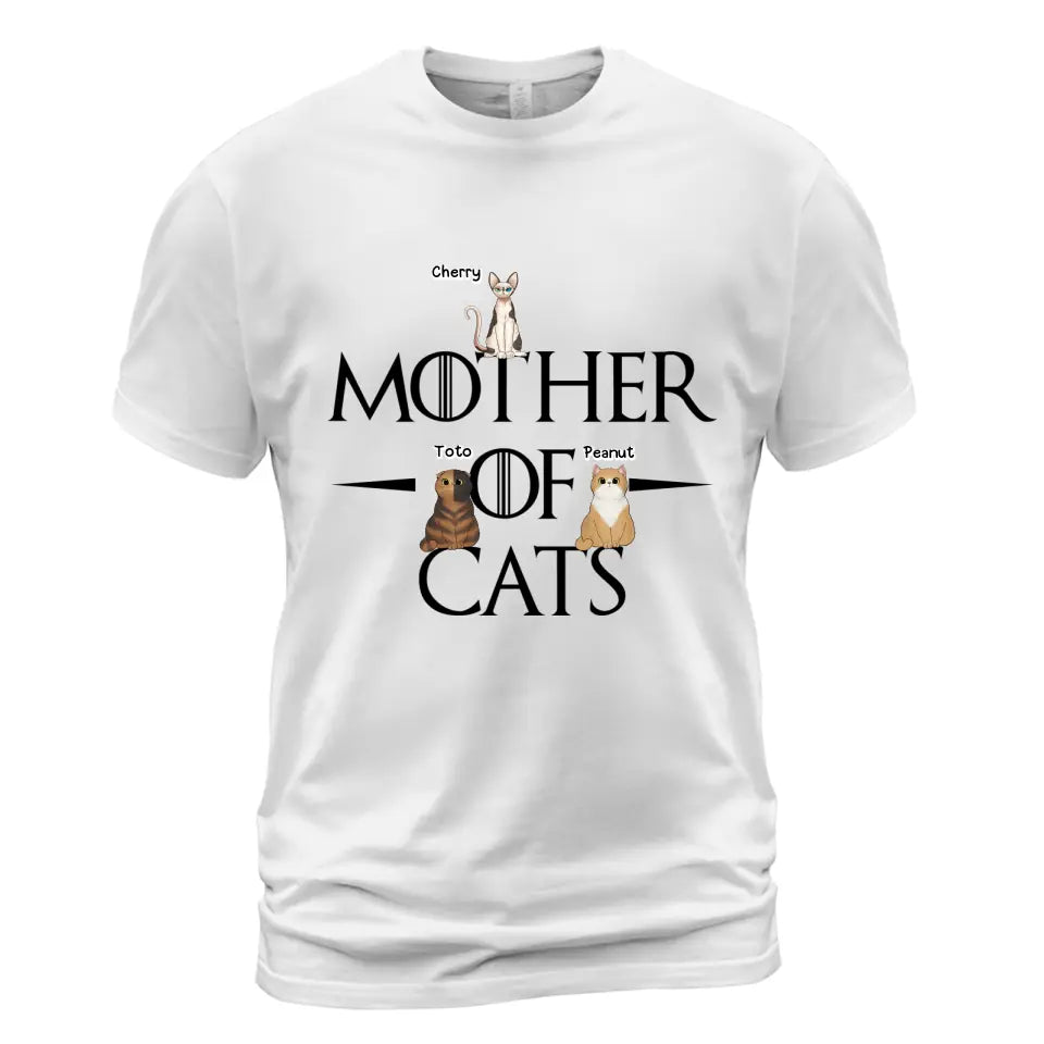 Mother of Cats T-Shirt - Up to 8 Cats - Gift for Cat Owner - Personalized Shirt