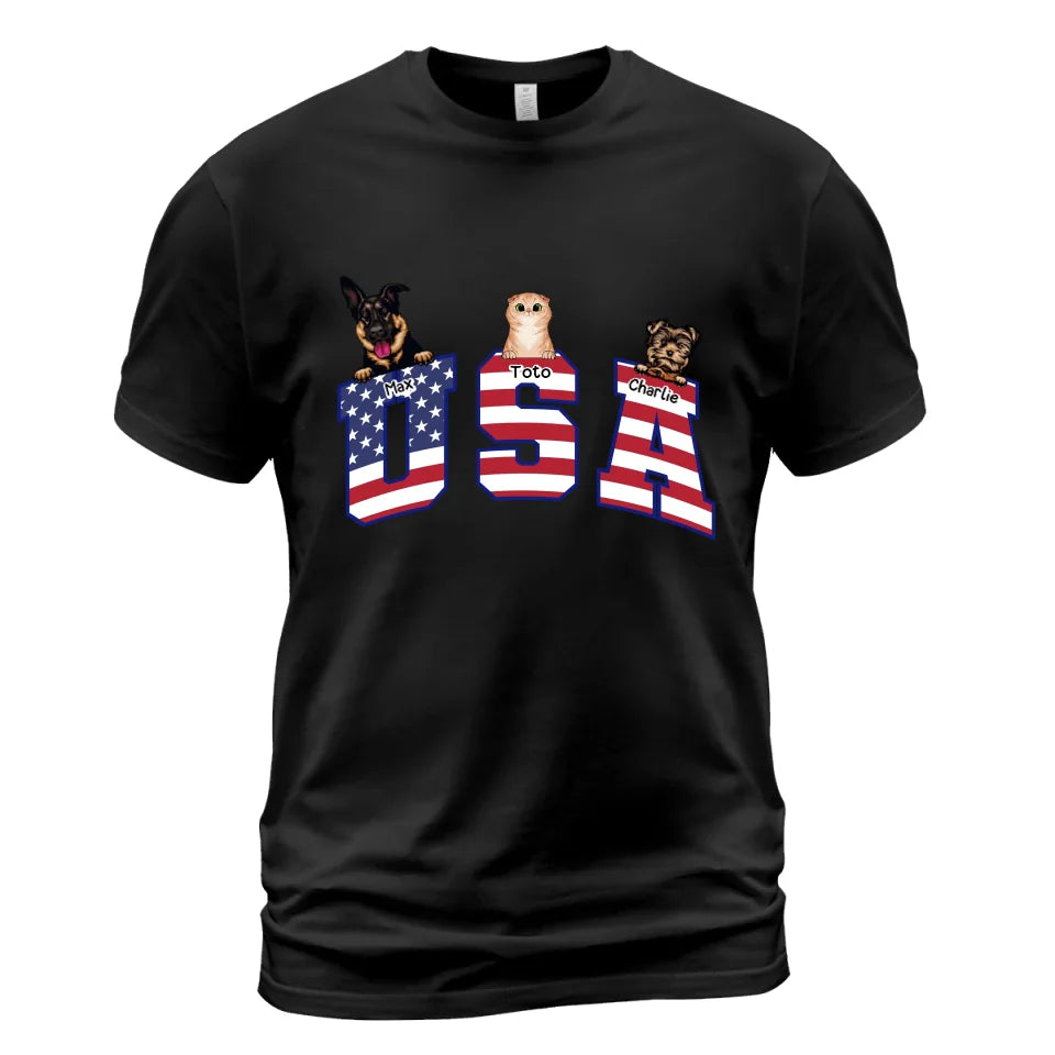 Personalized USA Pets Shirt - Up to 6 Pets - Personalized T-Shirt