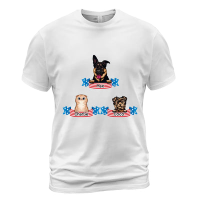 Personalized USA Pets Shirt - US Banner Pet Shirt 
- Up to 9 Pets - Personalized T-Shirt