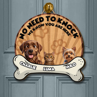 Plaque de porte personnalisée en forme d'os - Pas besoin de frapper - Jusqu'à 6 chats et/ou chiens 