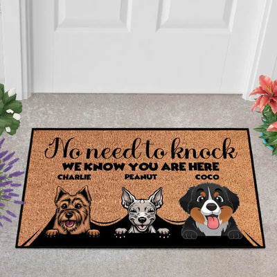 Personalized No Need To Knock Doormat - Up to 6 Pets - Decorative Mat - Custom Doormat