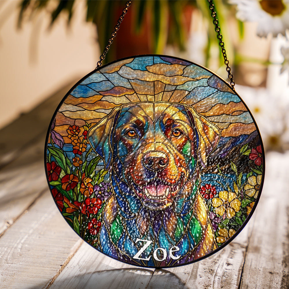 Personalized Dog Portrait Stained Glass Ornament
